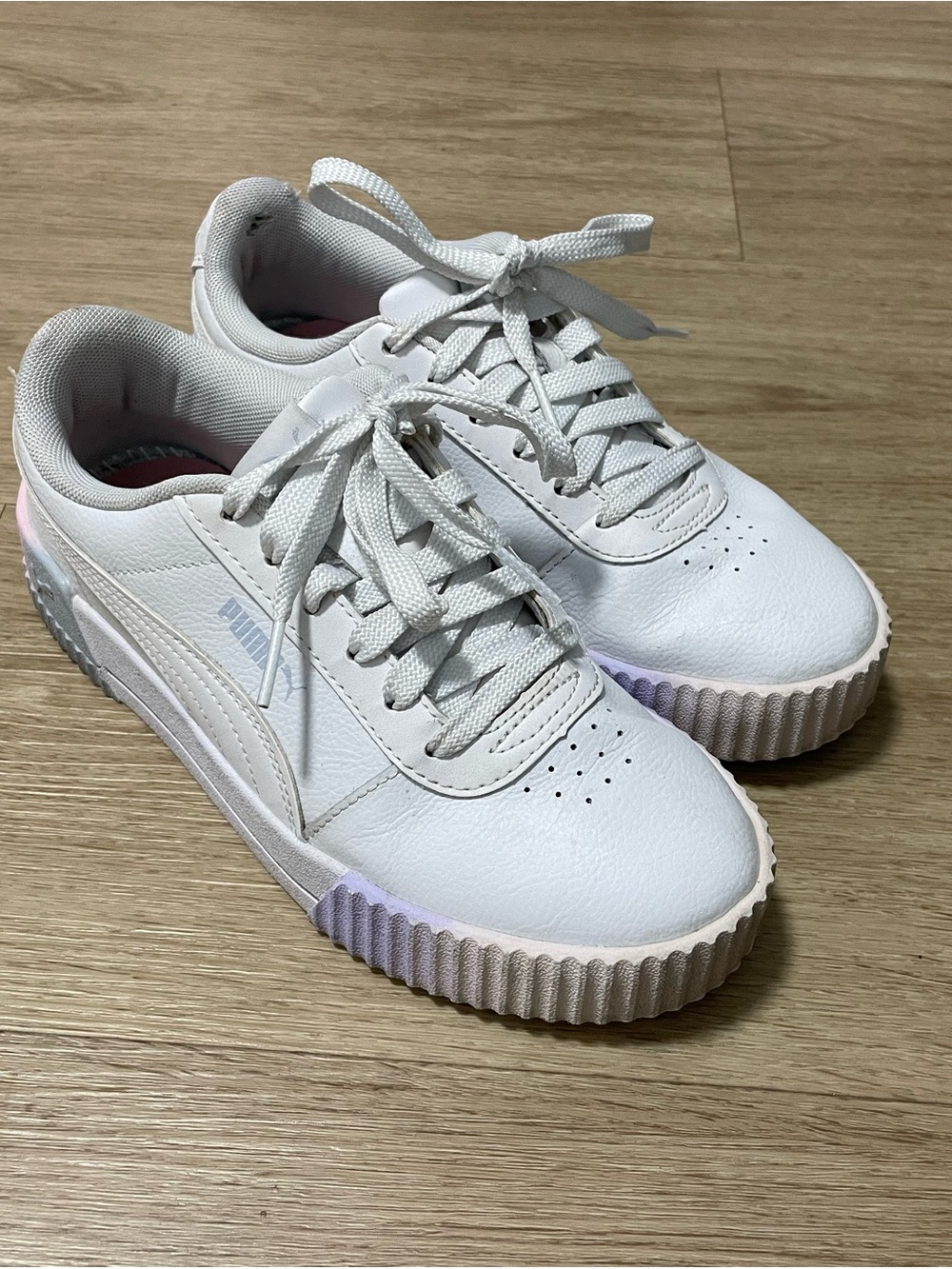 Puma White Sneakers with Pink and Lavender Accents